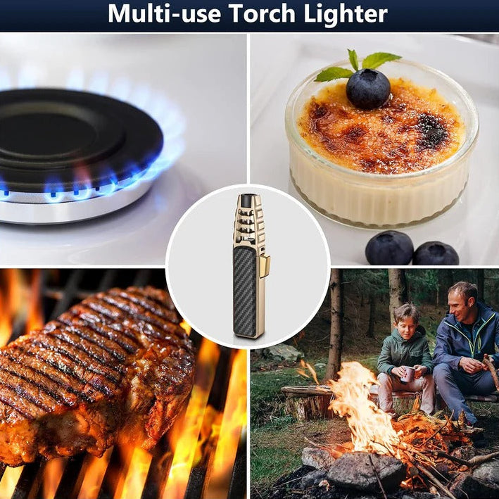 Adjustable Flame Torch Lighter – Blue Flame for Kitchen and Outdoor Use