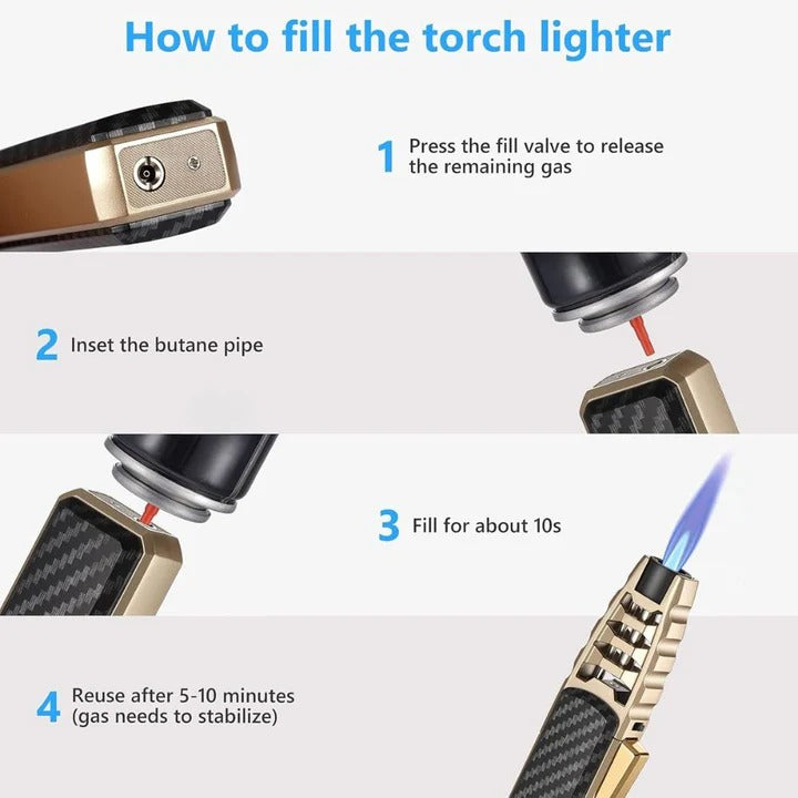 Adjustable Flame Torch Lighter – Blue Flame for Kitchen and Outdoor Use