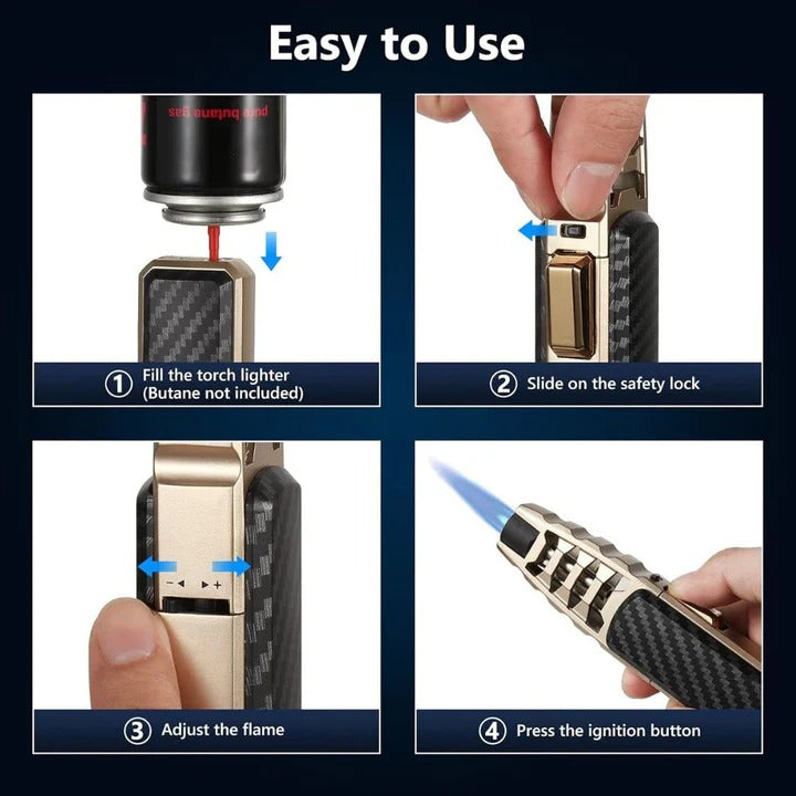 Adjustable Flame Torch Lighter – Blue Flame for Kitchen and Outdoor Use