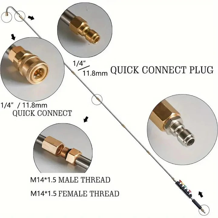 High Pressure Telescoping Wand Set For Walls and Drainage Cleaning