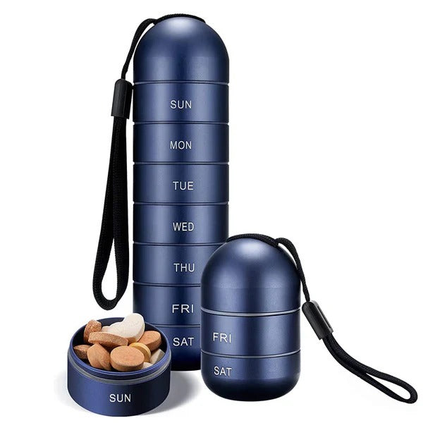 Aluminum Pill Organizer Box, Seven-Day Travel Container