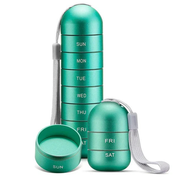Aluminum Pill Organizer Box, Seven-Day Travel Container