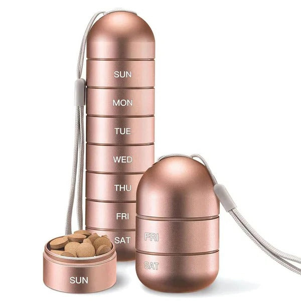 Aluminum Pill Organizer Box, Seven-Day Travel Container