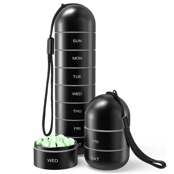 Aluminum Pill Organizer Box, Seven-Day Travel Container