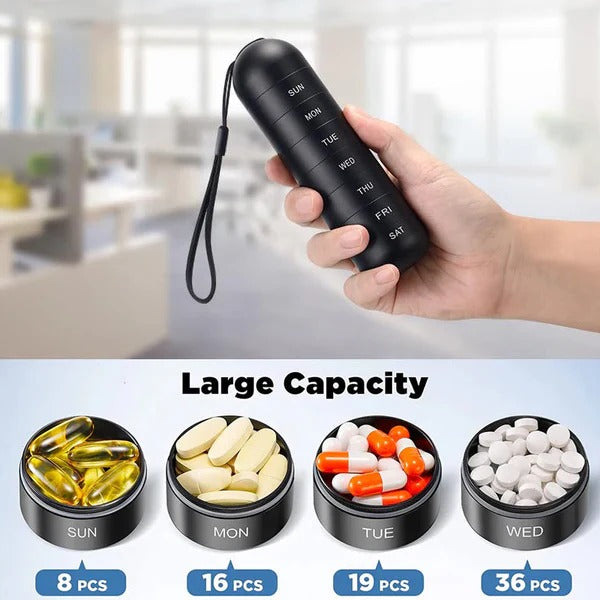Aluminum Pill Organizer Box, Seven-Day Travel Container