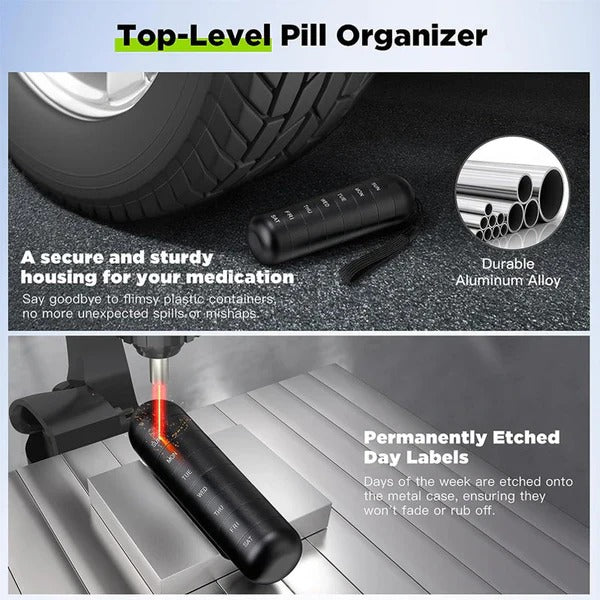 Aluminum Pill Organizer Box, Seven-Day Travel Container