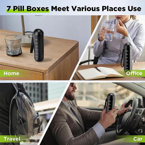 Aluminum Pill Organizer Box, Seven-Day Travel Container