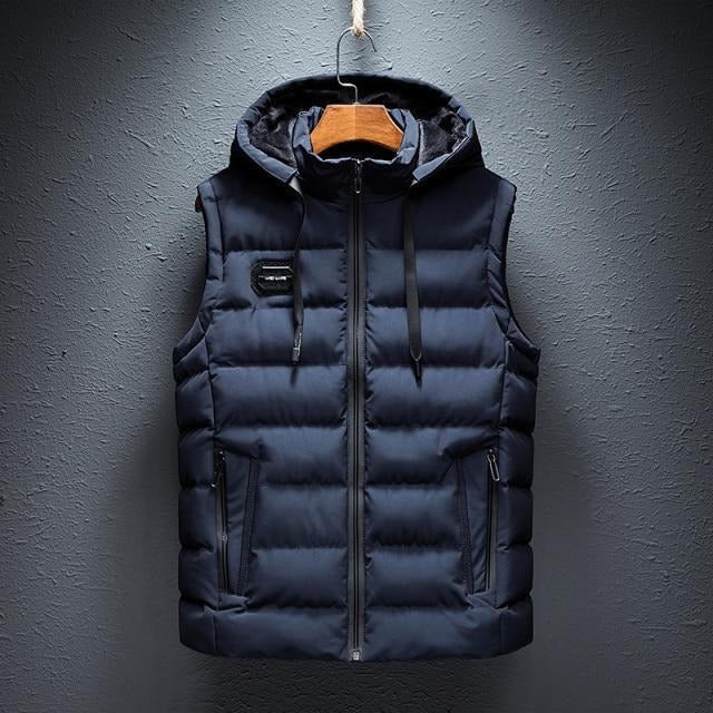 Basic Hooded Puffer Vest Plain Design