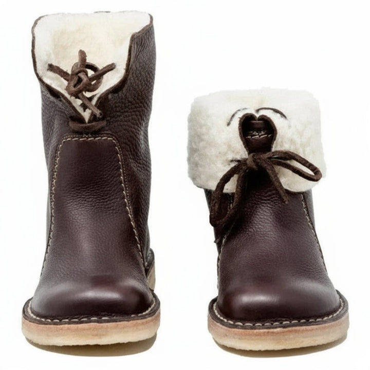 Genuine Leather Wool Lined Thermal Hiking Boots