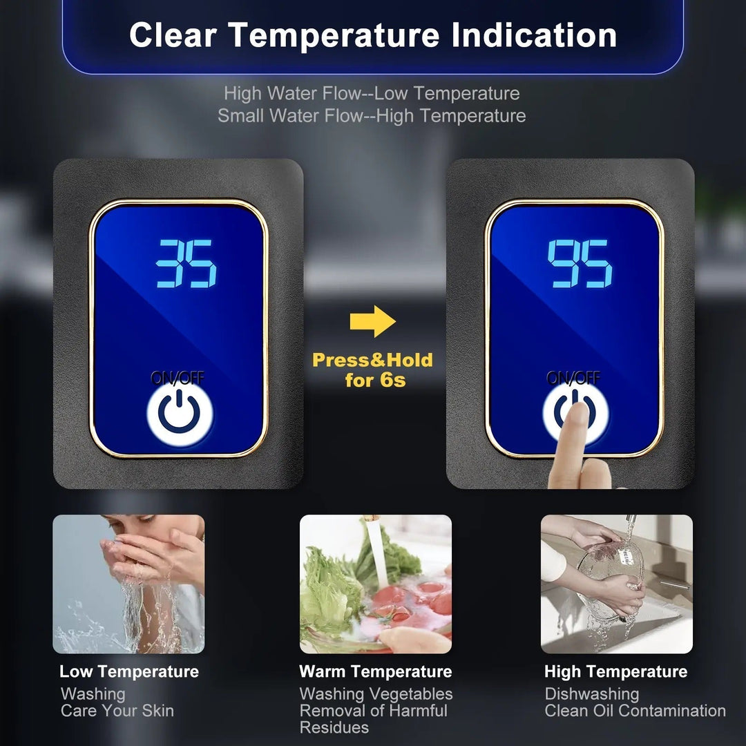 Electric Instant Water Heater with Digital Display and Wall Mount