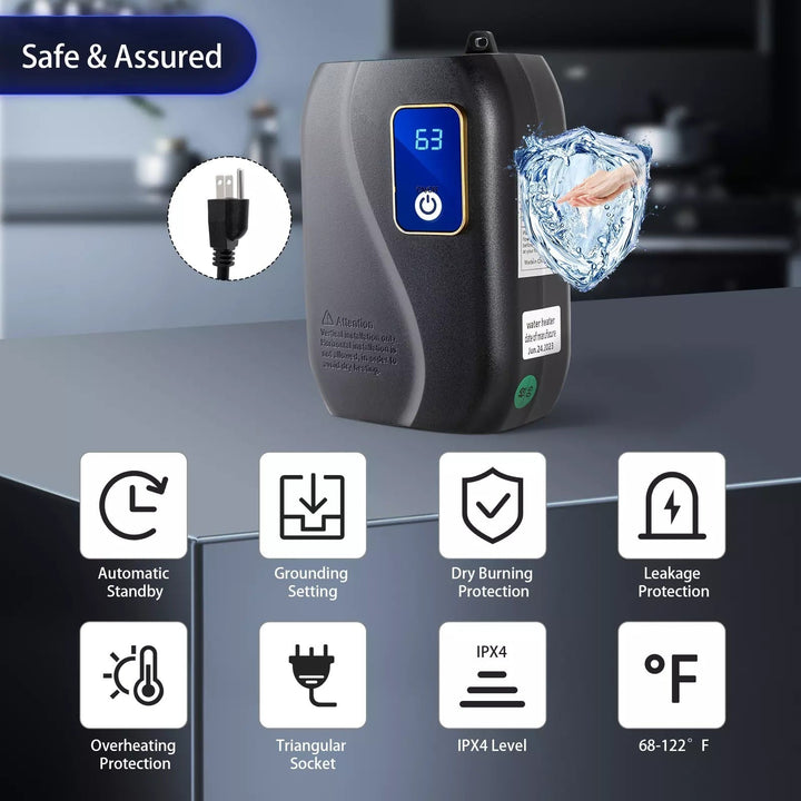 Electric Instant Water Heater with Digital Display and Wall Mount