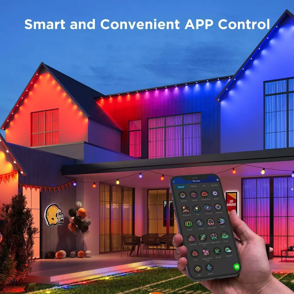 Roofline Light Strand 100ft with RGBICW colour Nodes and App Control