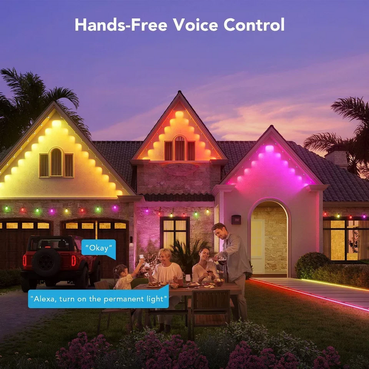 Roofline Light Strand 100ft with RGBICW colour Nodes and App Control
