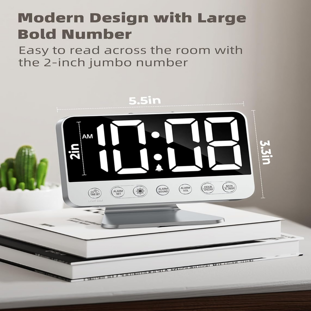 Alarm Clock with Battery Backup and USB Phone Charging Port, 2-Inch Display