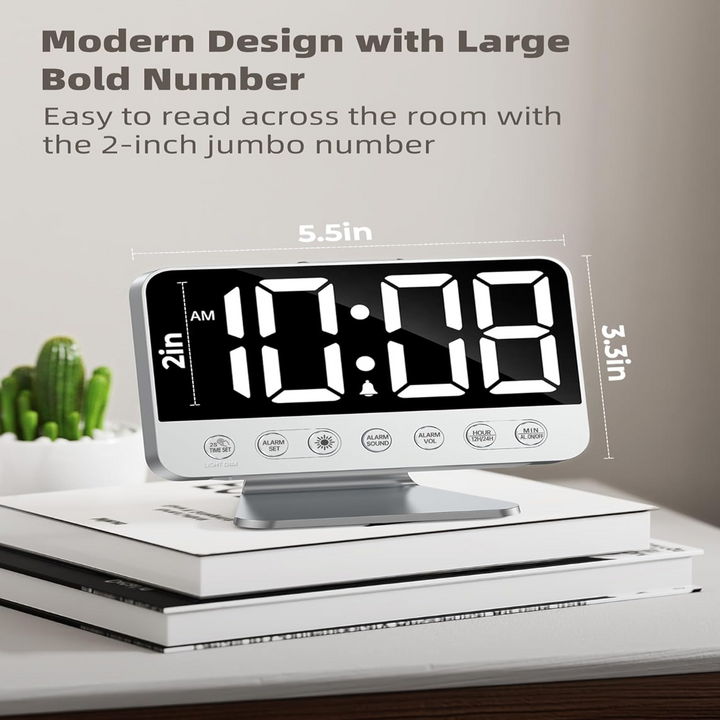 Alarm Clock with Battery Backup and USB Phone Charging Port, 2-Inch Display