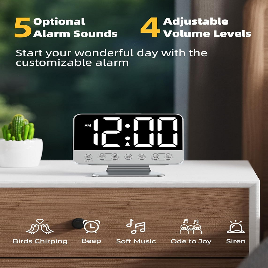 Alarm Clock with Battery Backup and USB Phone Charging Port, 2-Inch Display