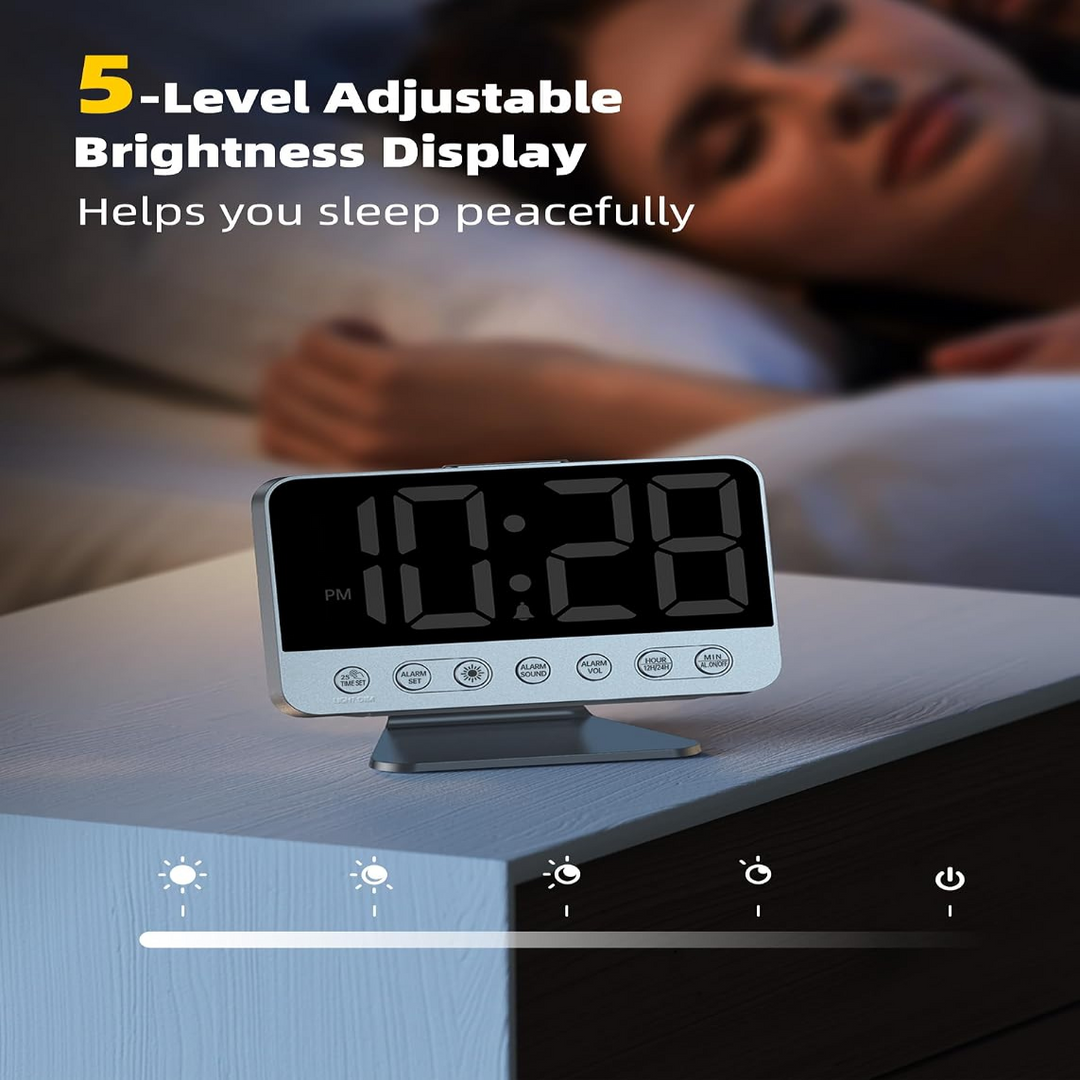 Alarm Clock with Battery Backup and USB Phone Charging Port, 2-Inch Display