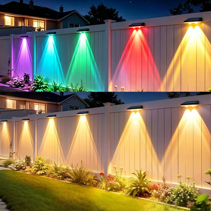 Solar Fence Post Lights with Auto Dusk Sensor and Multicolour LED, 8-Pack