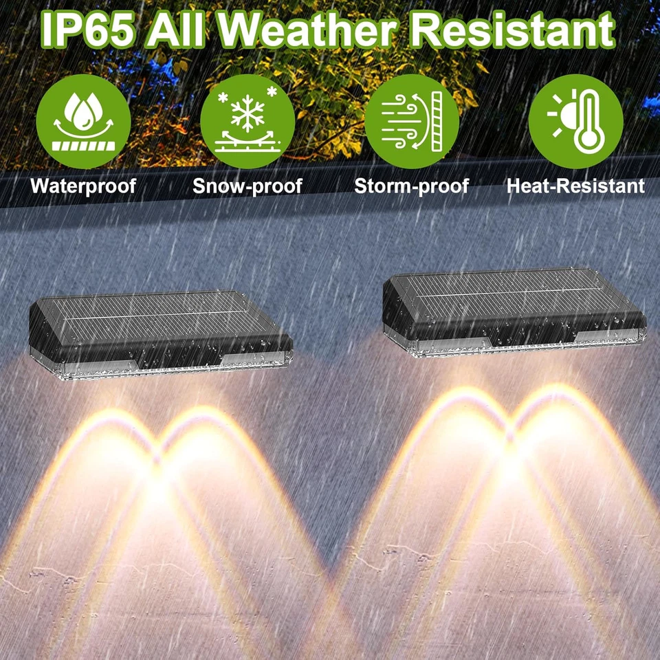 Solar Fence Post Lights with Auto Dusk Sensor and Multicolour LED, 8-Pack