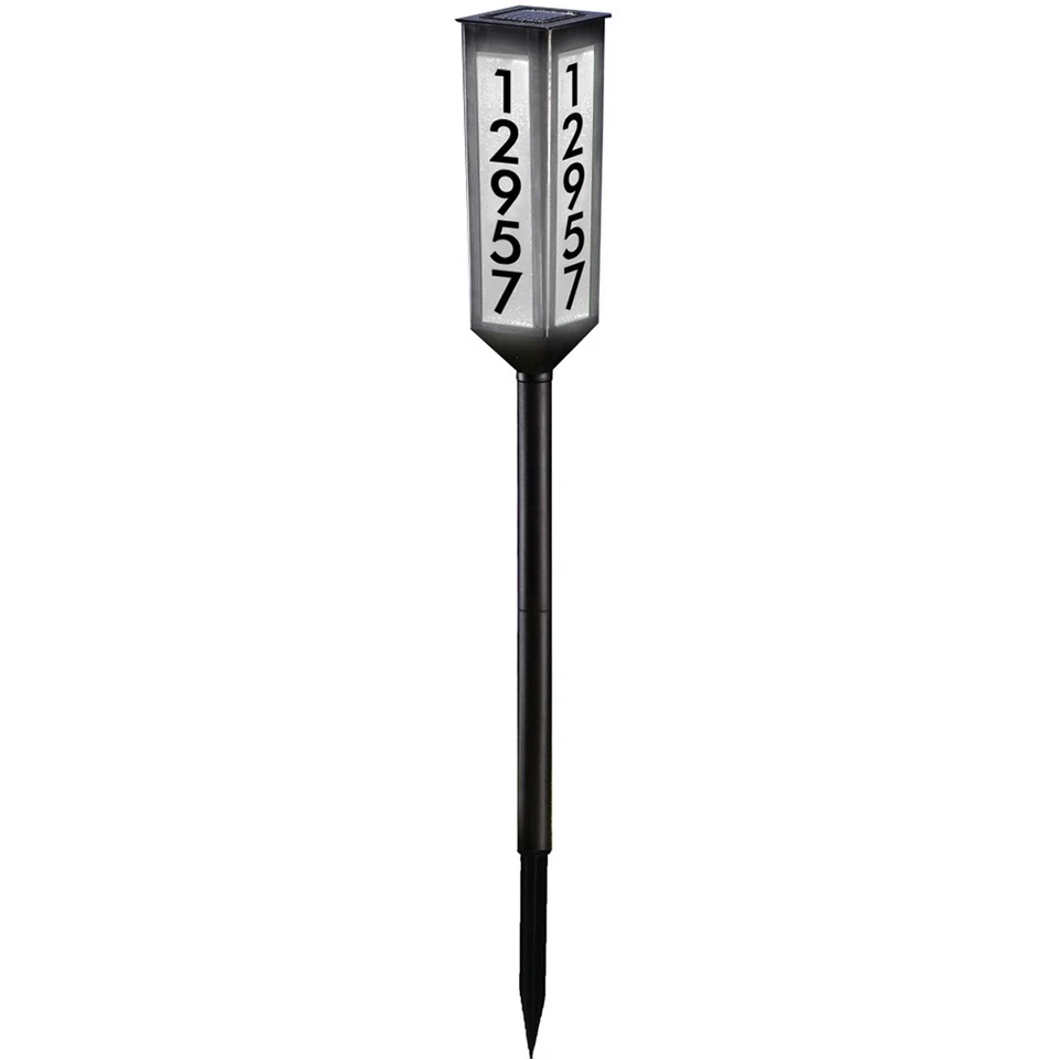 Illuminated House Number Stake with Solar Power and Adjustable Height Spacers