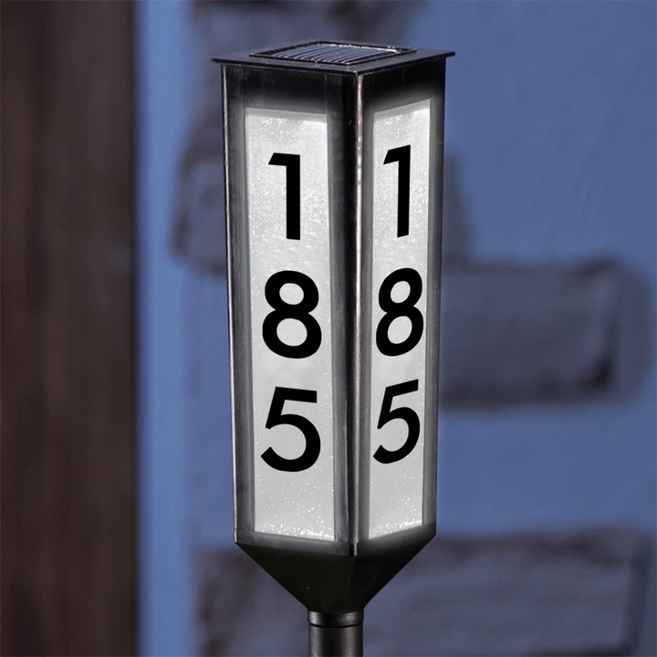 Illuminated House Number Stake with Solar Power and Adjustable Height Spacers