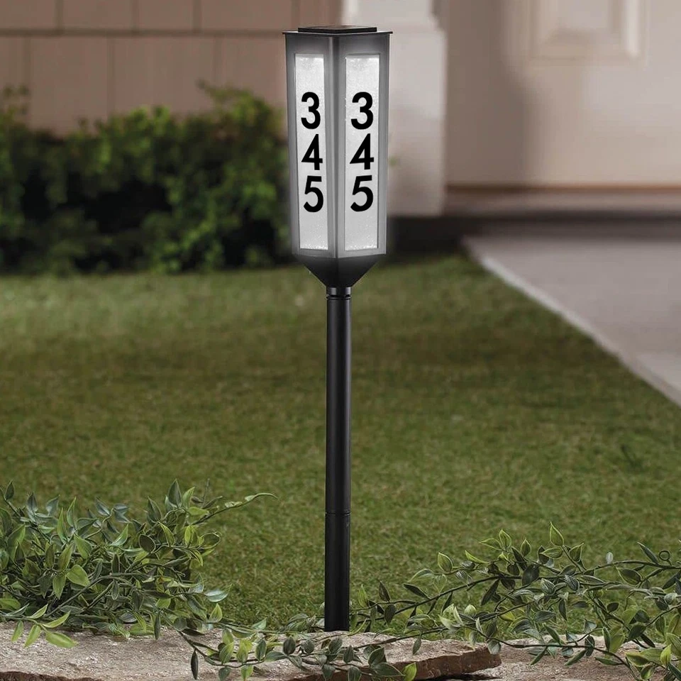 Illuminated House Number Stake with Solar Power and Adjustable Height Spacers
