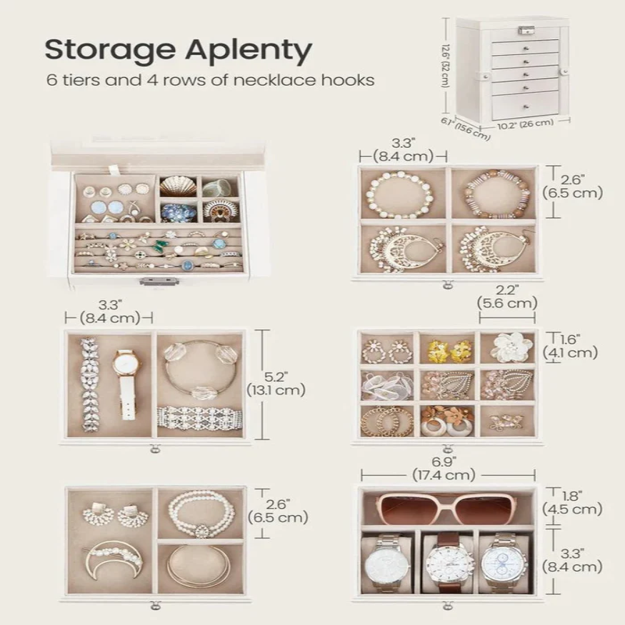 Multi-Level jewellery Organizer with Mirror and Locking Mechanism