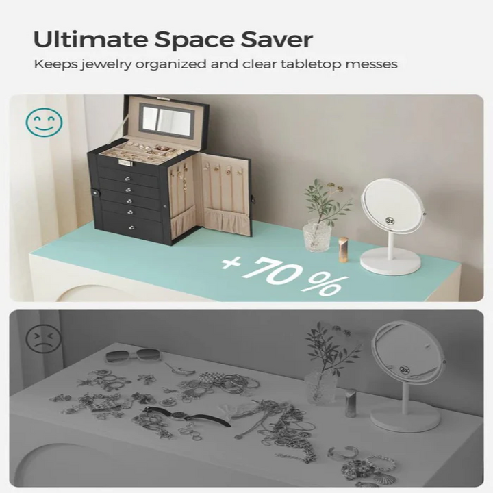 Multi-Level jewellery Organizer with Mirror and Locking Mechanism