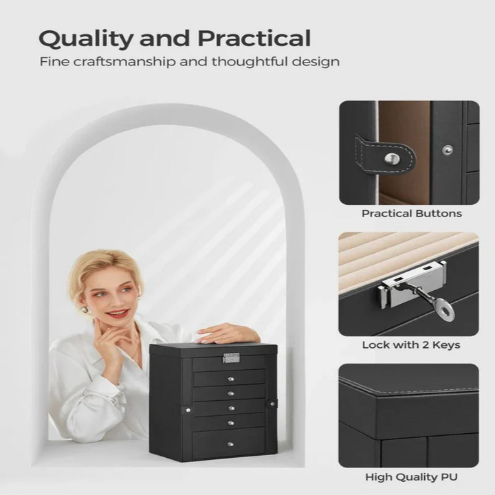 Multi-Level jewellery Organizer with Mirror and Locking Mechanism