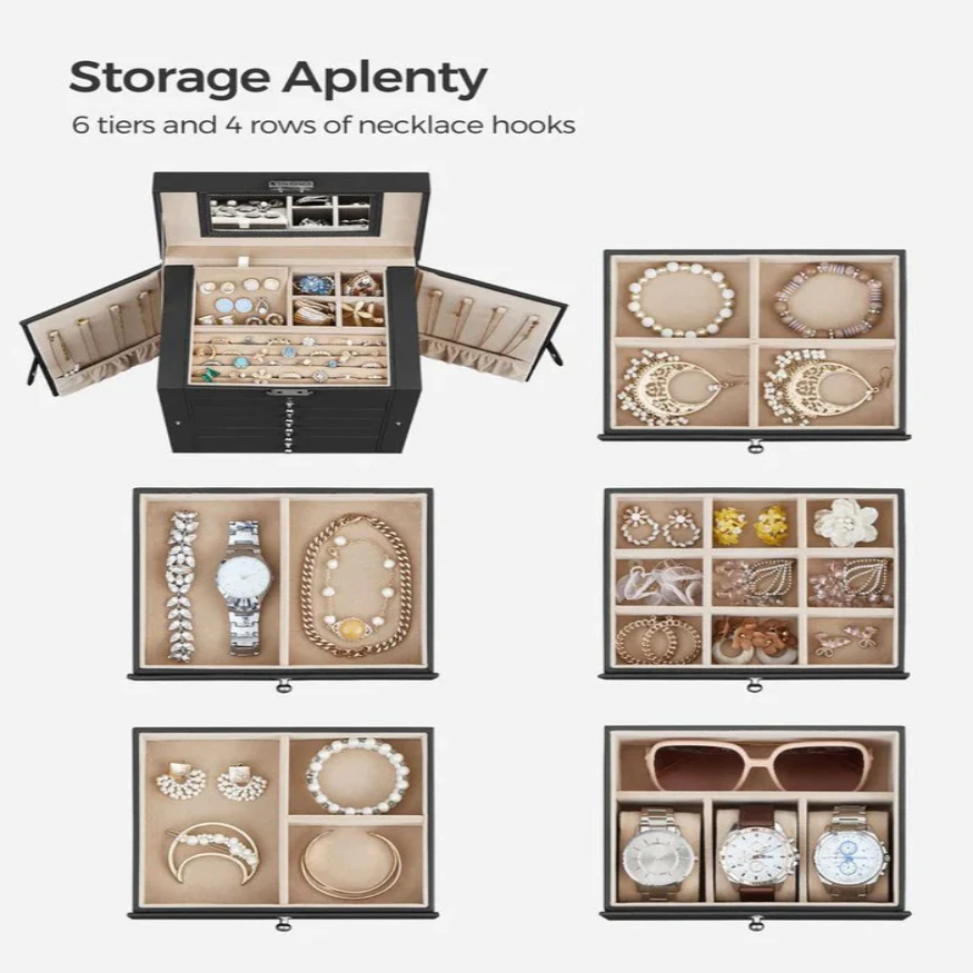Multi-Level jewellery Organizer with Mirror and Locking Mechanism