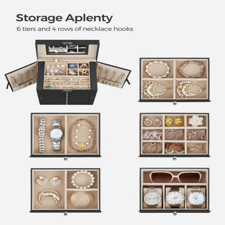 Multi-Level jewellery Organizer with Mirror and Locking Mechanism