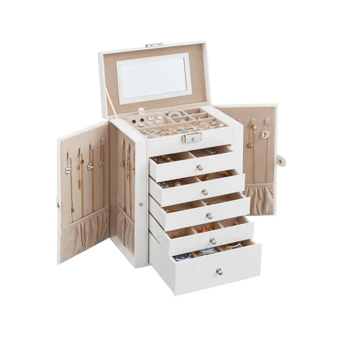 Multi-Level jewellery Organizer with Mirror and Locking Mechanism