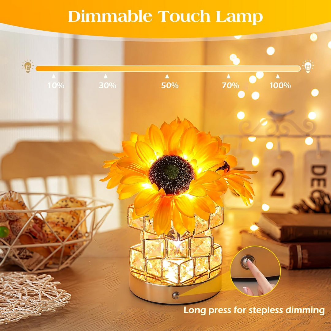 Rechargeable Sunflower Night Light with Touch Dimming and Charging Cable