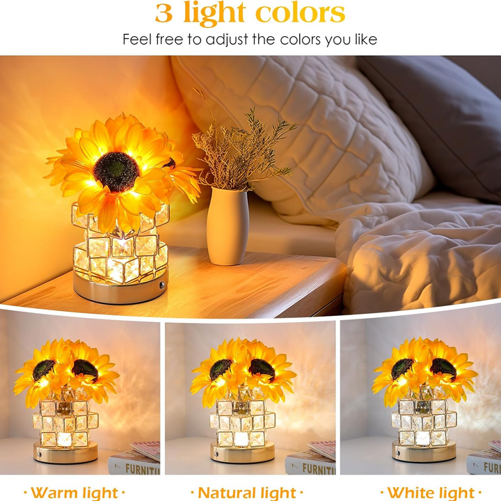 Rechargeable Sunflower Night Light with Touch Dimming and Charging Cable