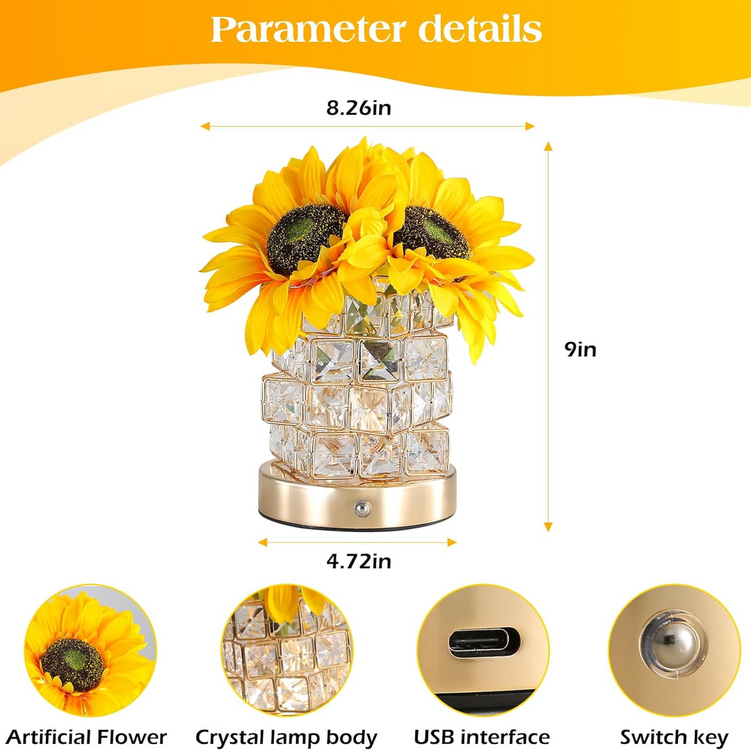 Rechargeable Sunflower Night Light with Touch Dimming and Charging Cable