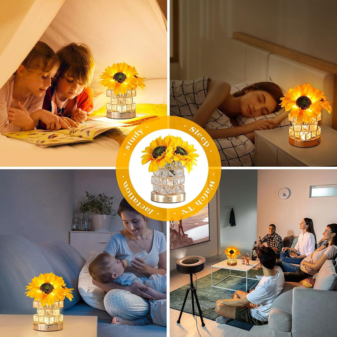 Rechargeable Sunflower Night Light with Touch Dimming and Charging Cable