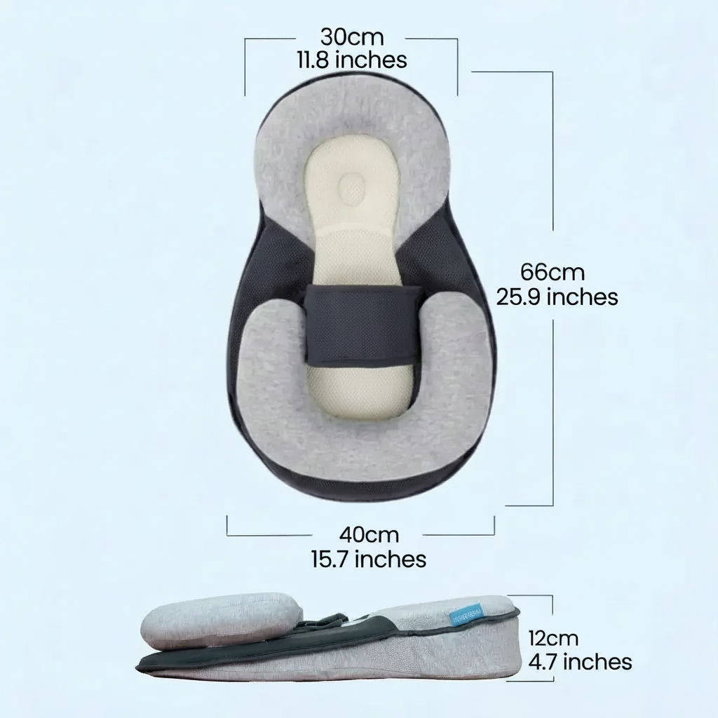 Portable Baby Lounger with Adjustable Strap and Raised Side Cushions