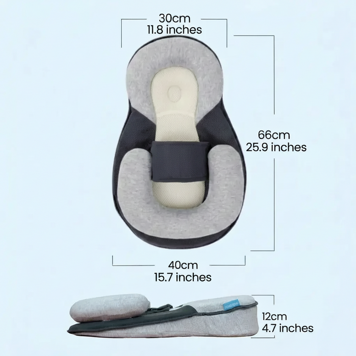 Portable Baby Lounger with Adjustable Strap and Raised Side Cushions