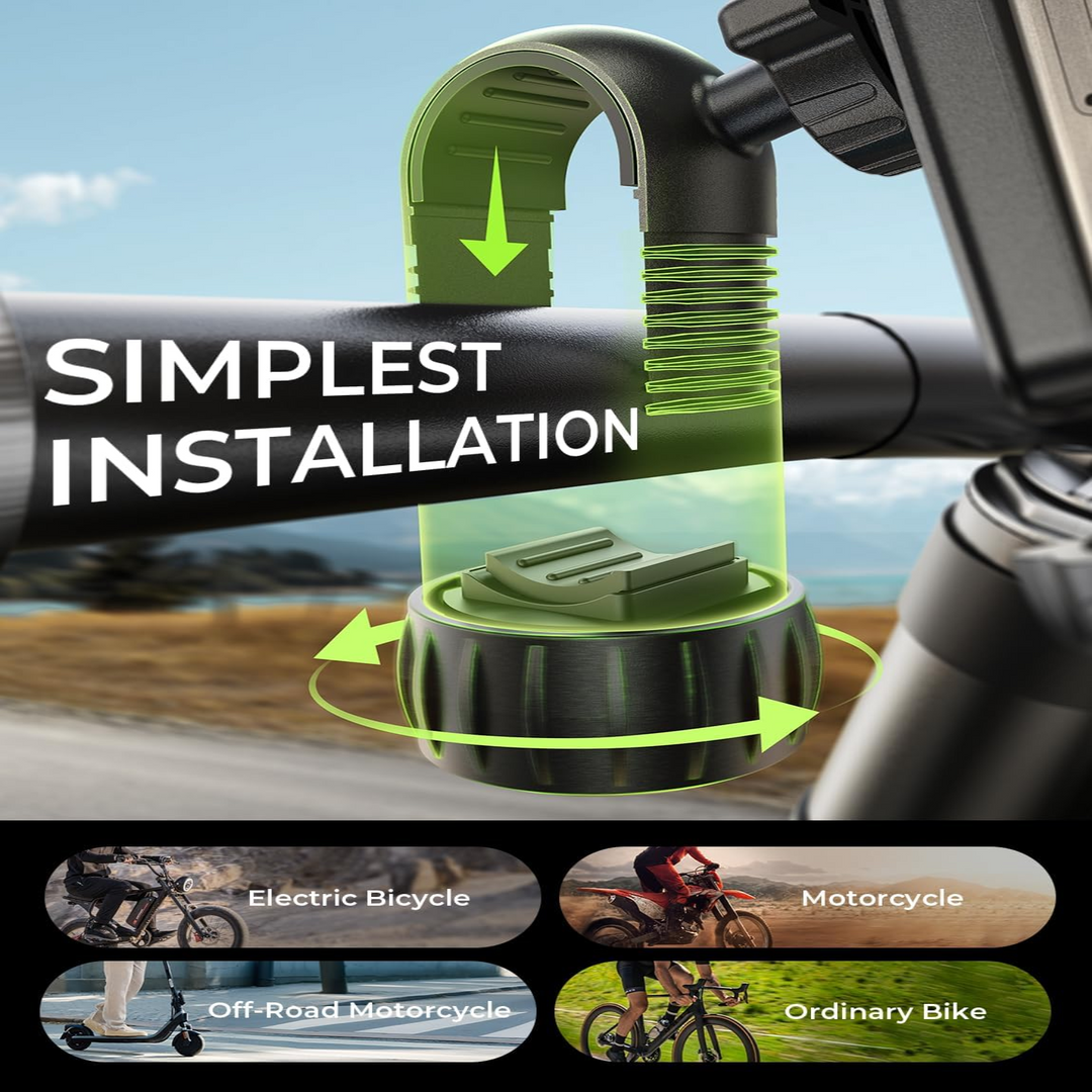 Bike Phone Holder with 360 Rotation and Four Corner Grip for 4.7-6.8in Phones