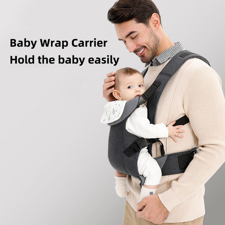 Baby Wrap Carrier with Three Carry Positions and M-Position Seating for Newborns to Toddlers