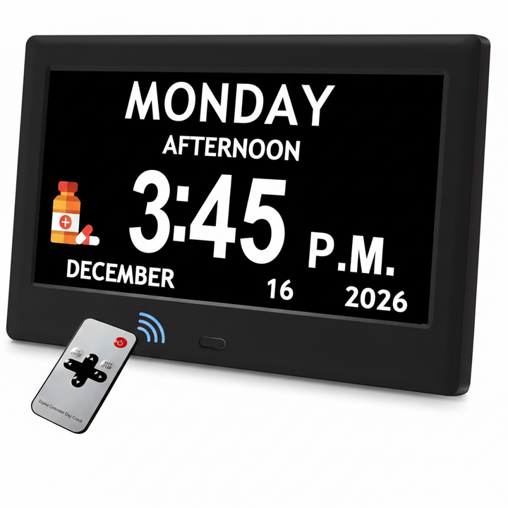 Activity Reminder Clock with Eight Daily Task Icons and Large Adjustable Display