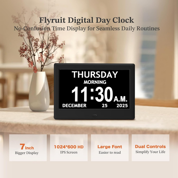 Activity Reminder Clock with Eight Daily Task Icons and Large Adjustable Display
