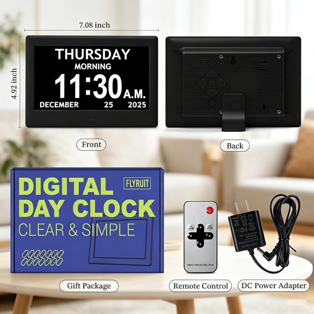 Activity Reminder Clock with Eight Daily Task Icons and Large Adjustable Display