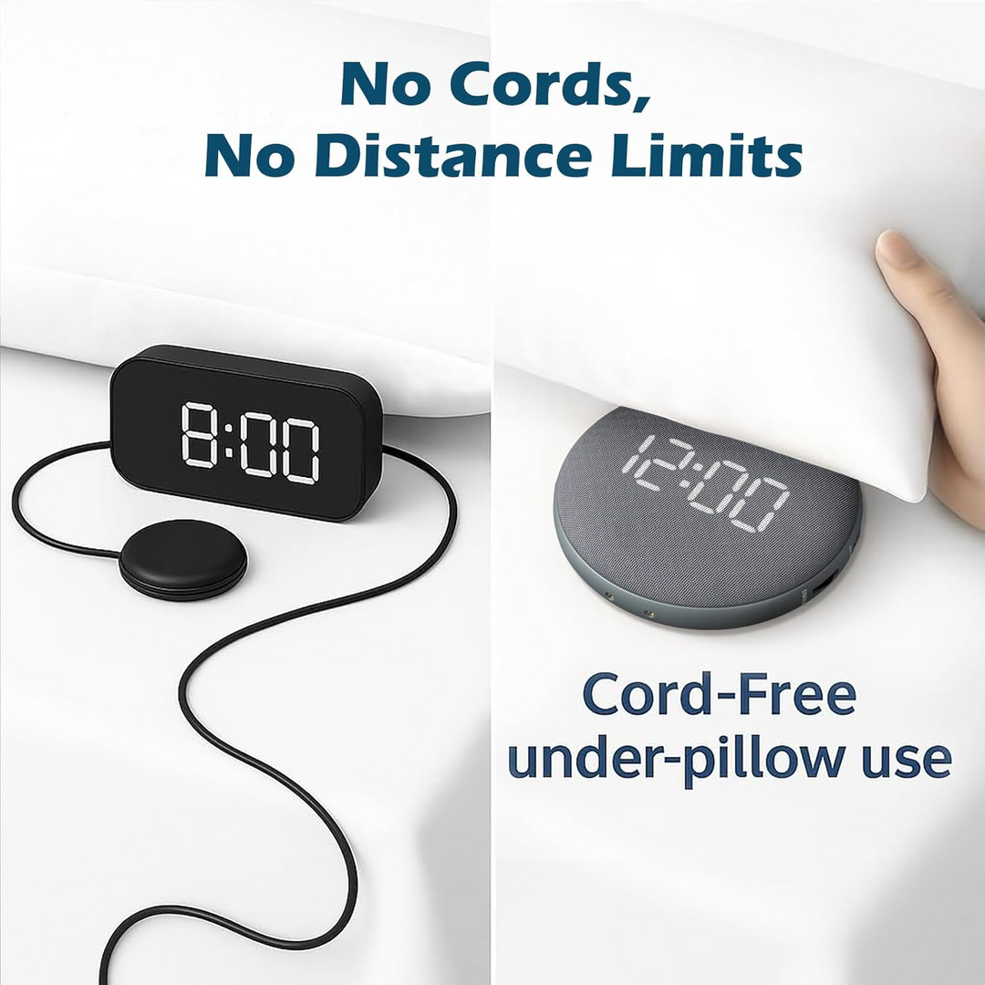 Vibrating Alarm Clock with 110dB Sound and Three Wake Modes for Heavy Sleepers