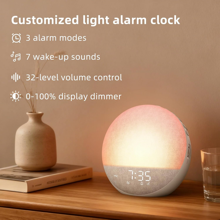 Alarm Clock with Sunrise Simulation and Sunset Dimming, Touch Controls
