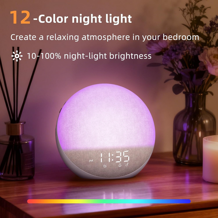 Alarm Clock with Sunrise Simulation and Sunset Dimming, Touch Controls
