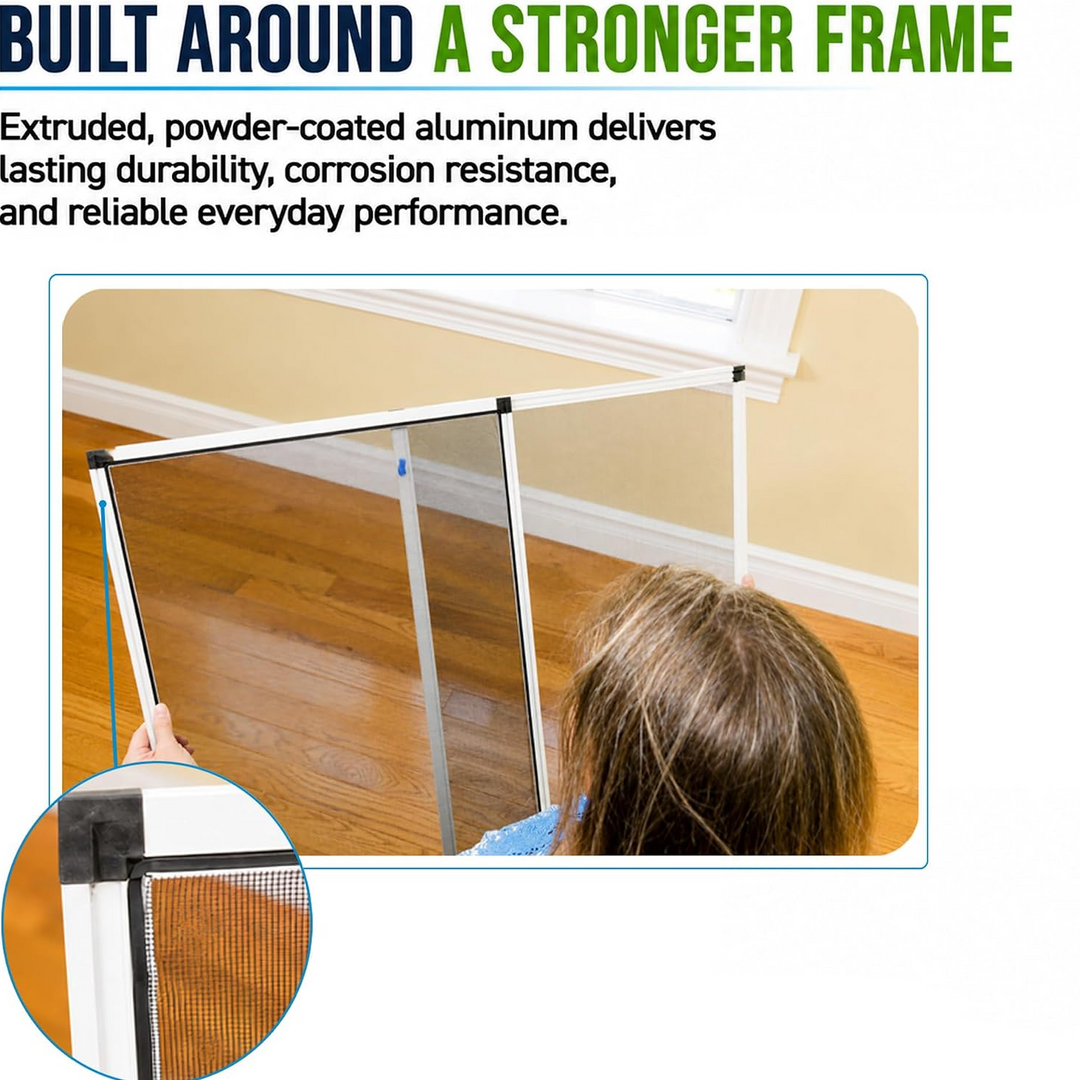 Expandable Window Screen with Fiberglass Mesh and Felt Seal, 2-Pack