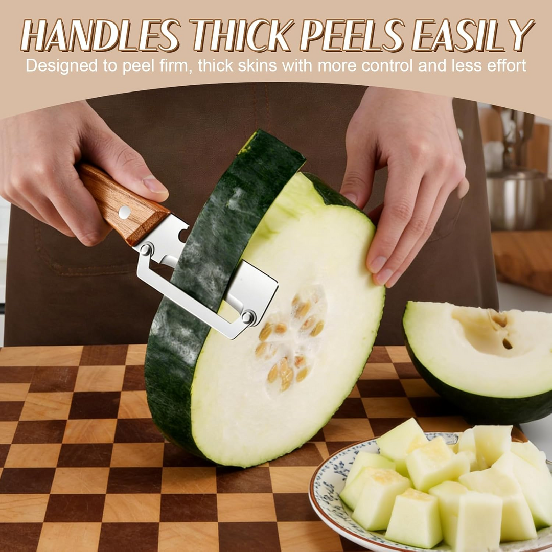 Root Vegetable Peeler with Wide Blade, Julienne Edge and Wooden Handle