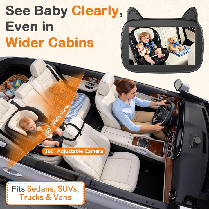 Rear View Baby Camera with Infrared Night Vision and Wide Angle Lens for Car Seats