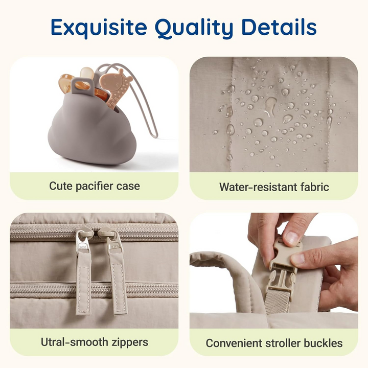 Diaper Backpack with Insulated Bottle Pockets and Stroller Attachment Loops